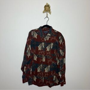 Vintage Bit & Bridle Horse Button Down L